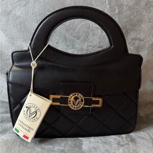 Valentino Orlandi Black Quilted Satchel